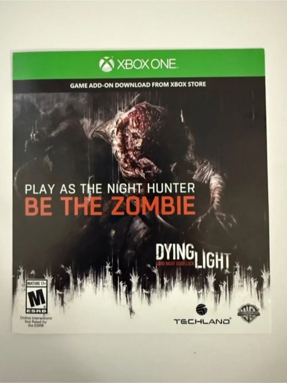 Dying Light Xbox One Game Complete w/ Case Disc & DLC Insert